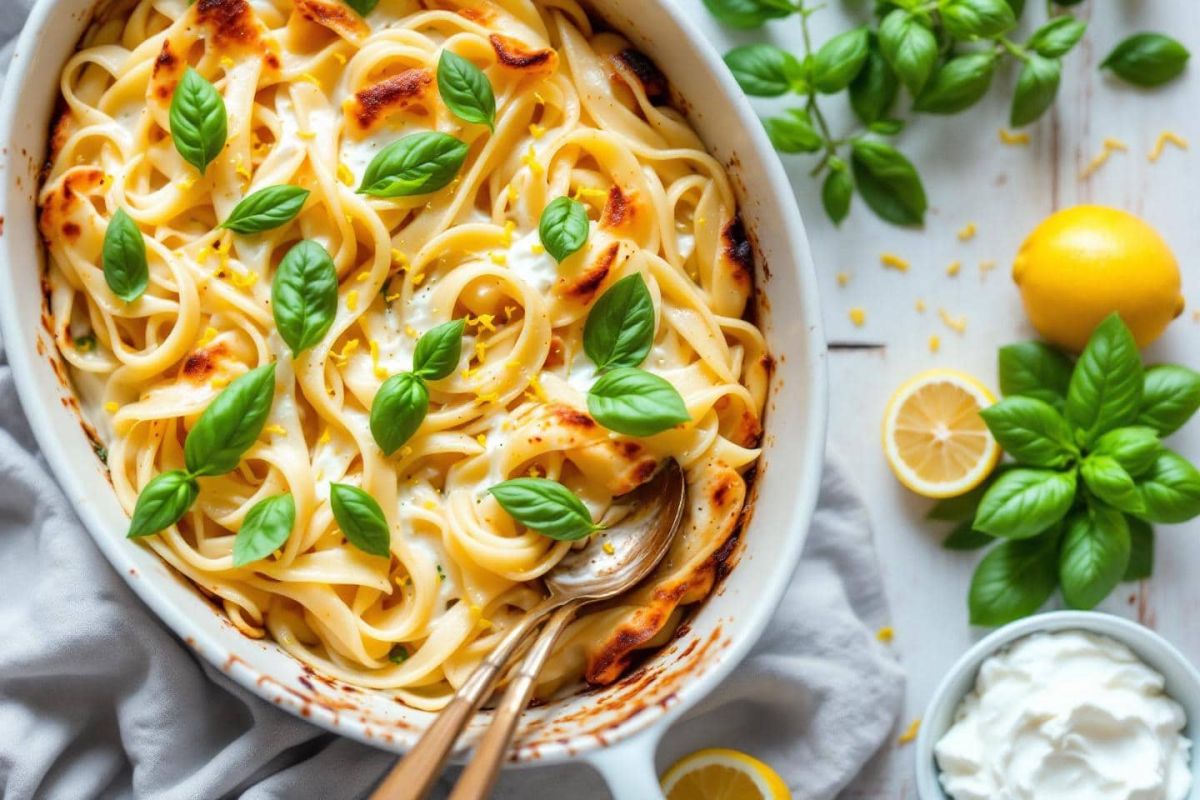 Gratin de pâtes ricotta au citron et basilic : l'évasion gustative de l'été