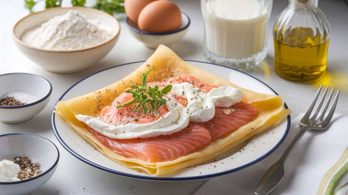 Crêpes légères express : saumon gravlax et fromage frais