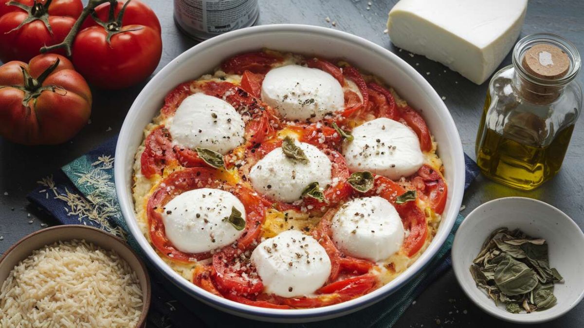Un gratin de riz à la tomate et mozzarella pour une soirée réconfortante