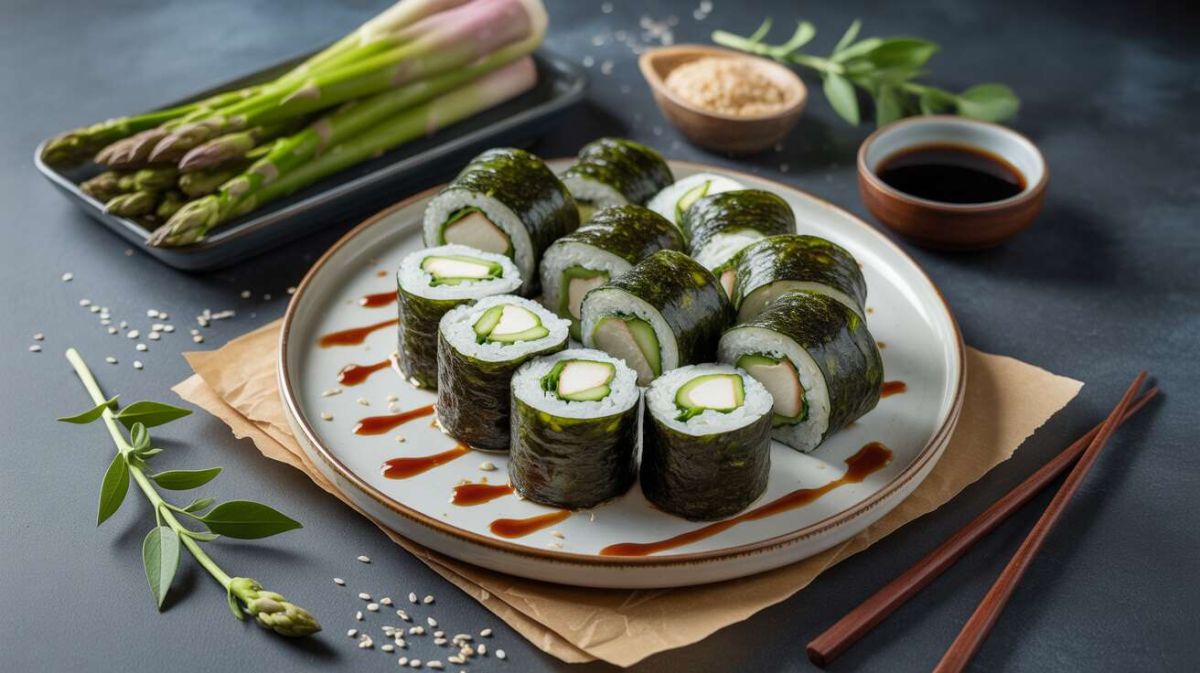Des makis au fromage frais et asperges vertes pour une touche d'originalité