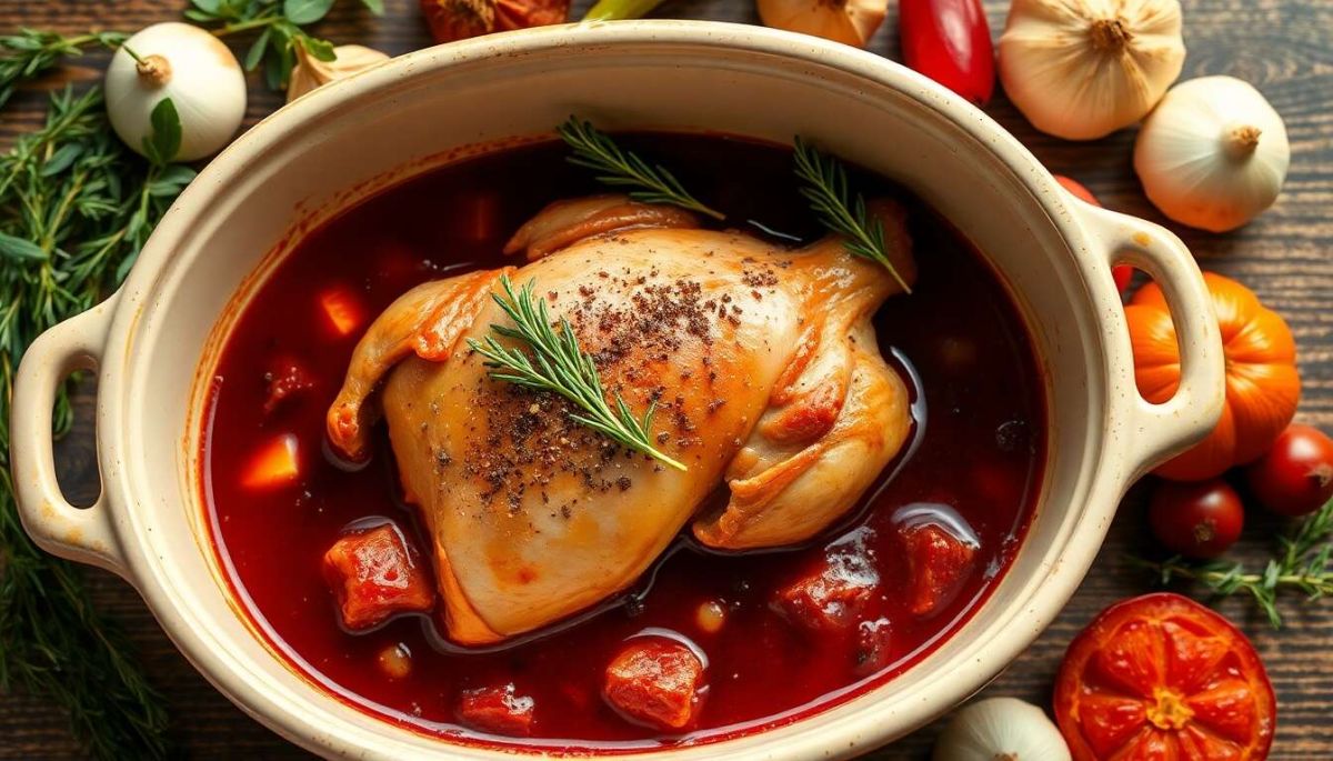 Un plat convivial : le chapon au vin rouge à découvrir