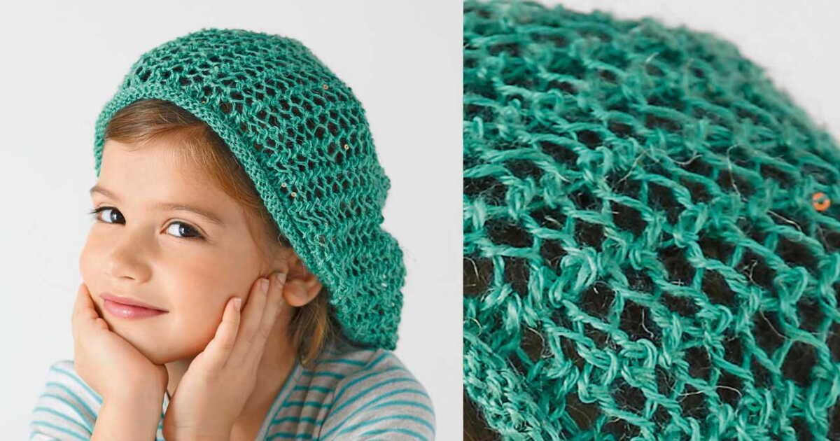 Le charme du bonnet ajouré pour petites filles en vert