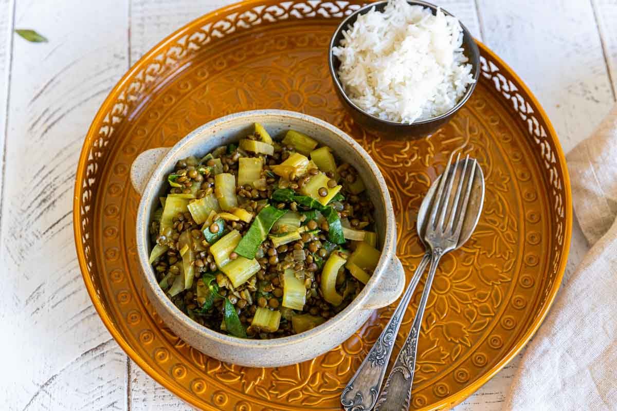 Dahl de lentilles vertes aux blettes et fenouil